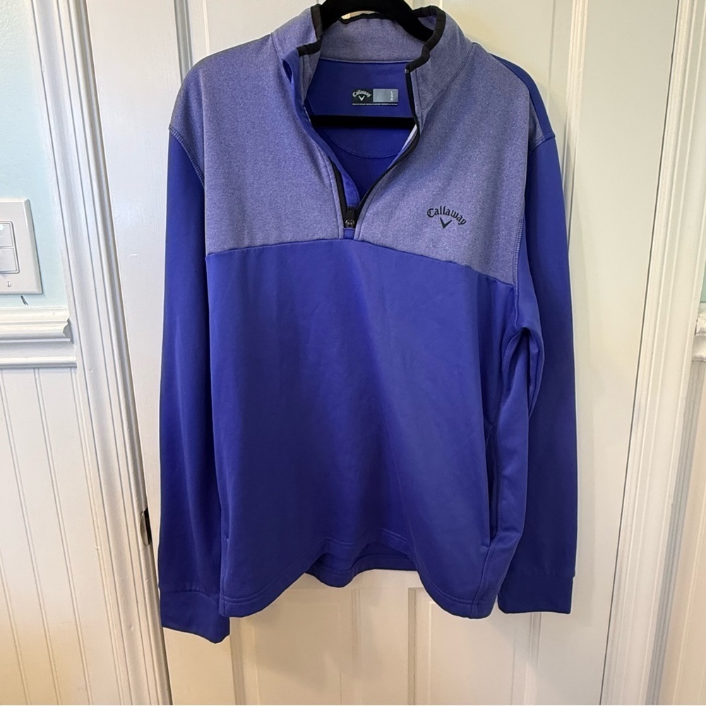 Callaway Blue Athletic Sweatshirt with Quarter-Zip